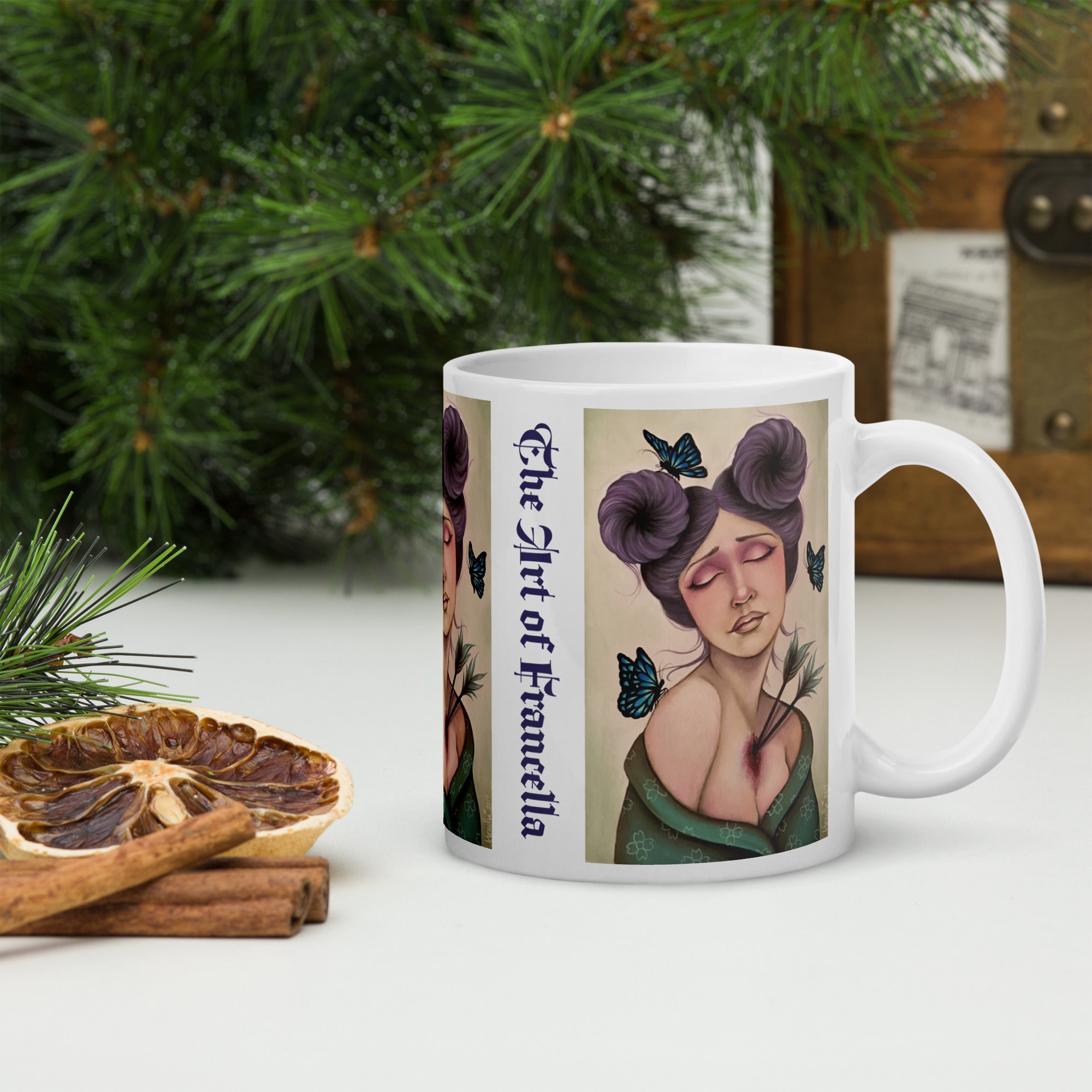 “Metamorphosis” White glossy mug