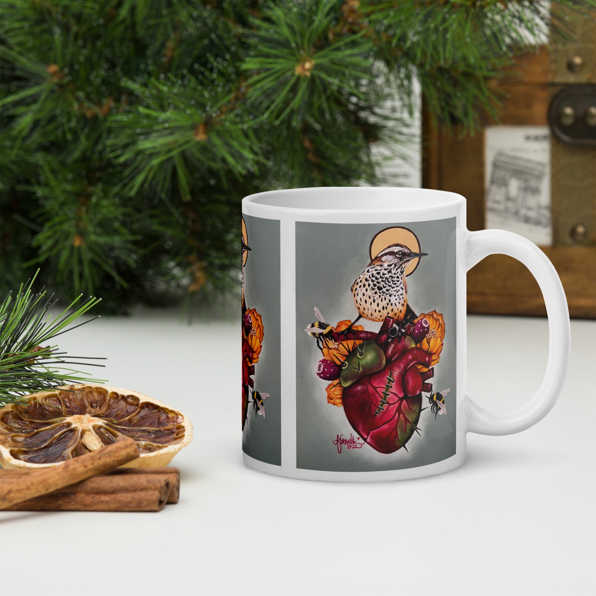 “Nature Heals” White glossy mug
