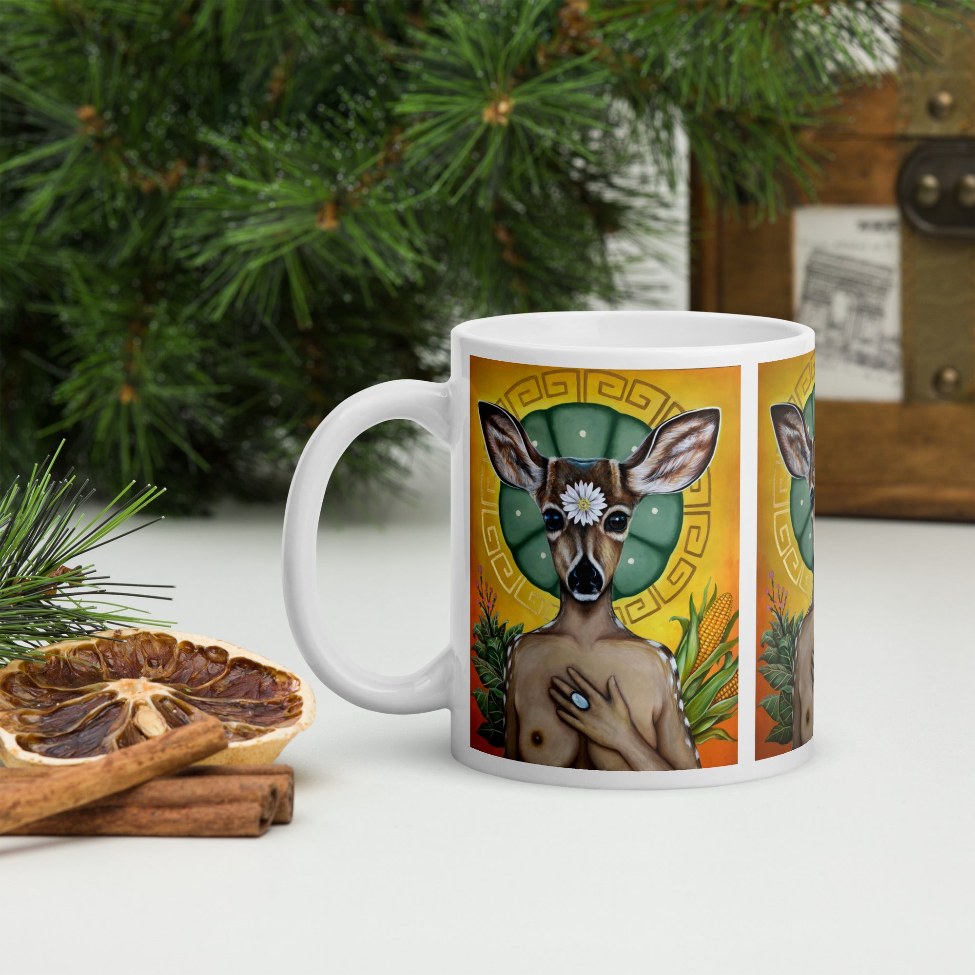 “Deer Medicine” White glossy mug