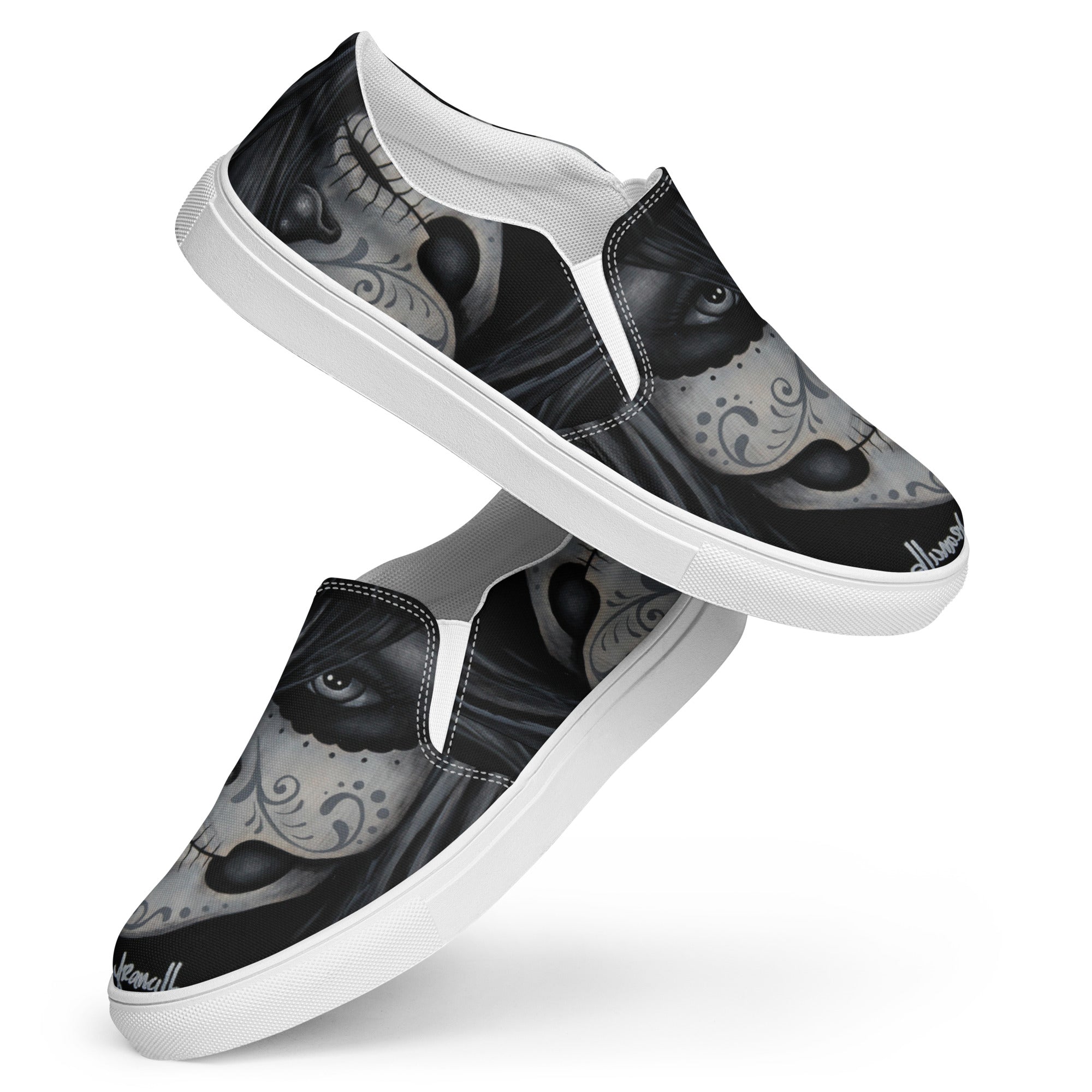 Women’s slip-on canvas order shoes in Dia de los Muertos